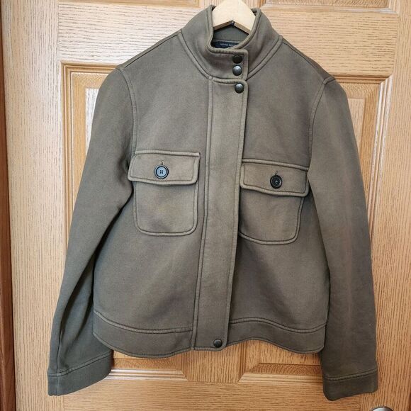 Banana Republic Jackets & Blazers - Banana Republic Women’s Olive Green Knit Jacket Zip‎ Up Military Size Small EUC